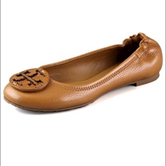 Tory Burch Shoes - Tory Burch Royal Tan Reva Tumbled Logo Flats